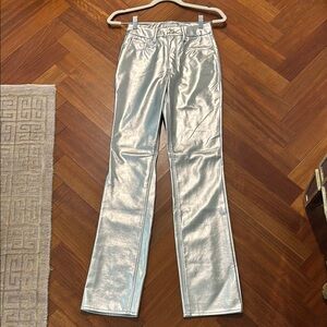 NWOT Metallic Silver High Waisted Pants 00 / 24